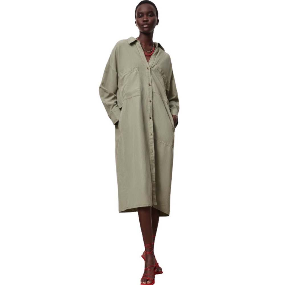 Zara Green Shirt Dress with Pockets NWT 4043/053